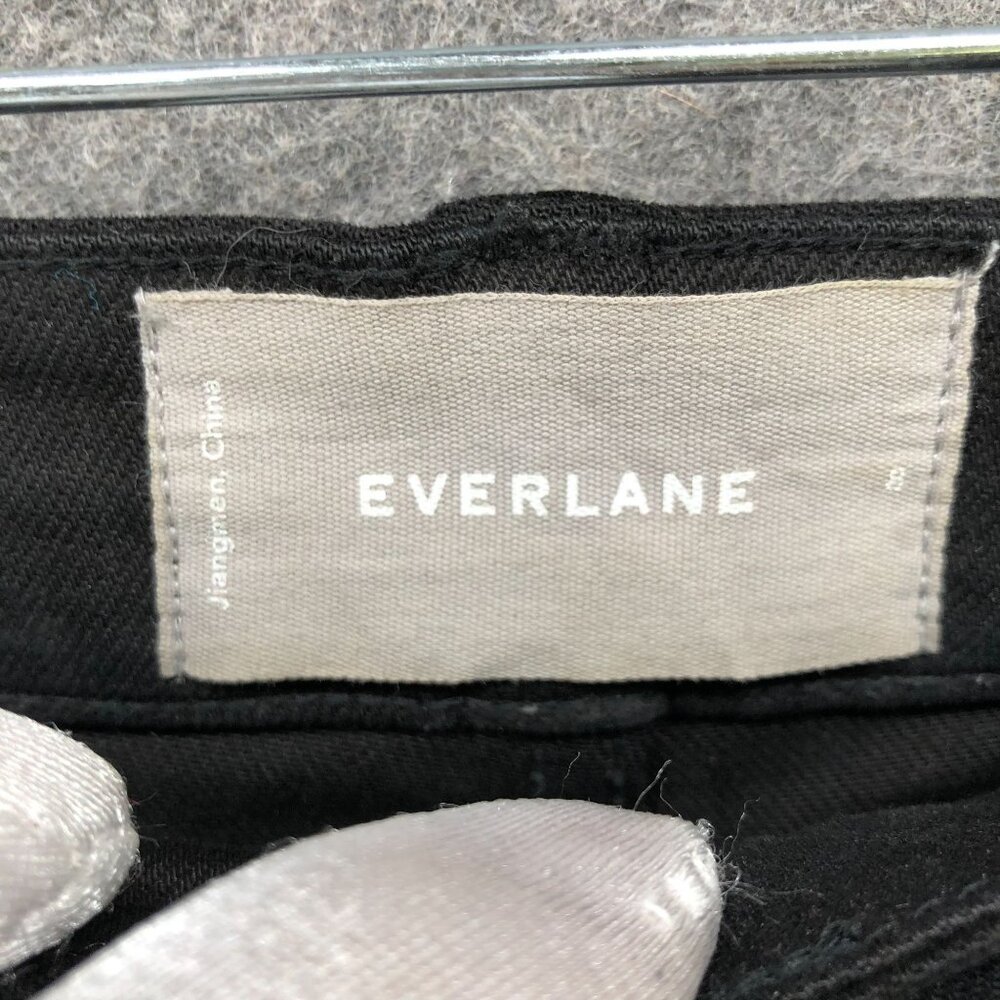 Everlane Cropped Straight Regular‎ Pants Womens 8 Black Stretch High Rise - Picture 6 of 10